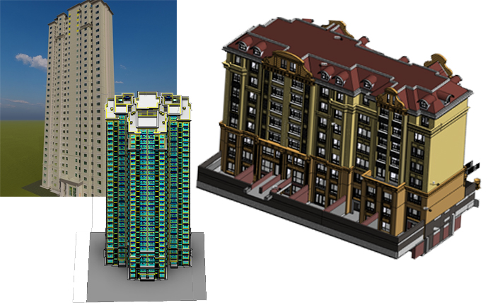 某高层住宅小区小洋房办公楼bim模型revit模型下载