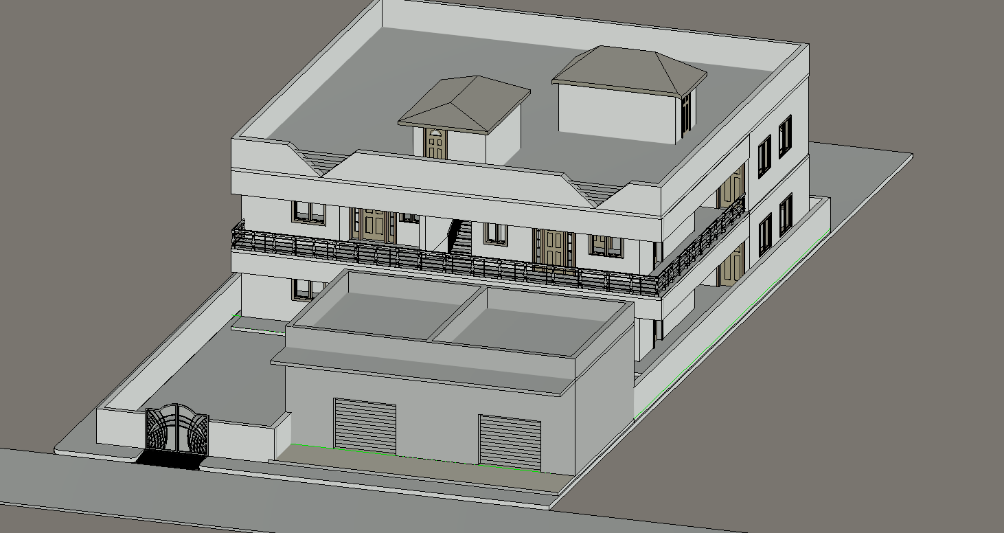 门前带商店的双层住宅楼Revit模型下载BIM模型下载