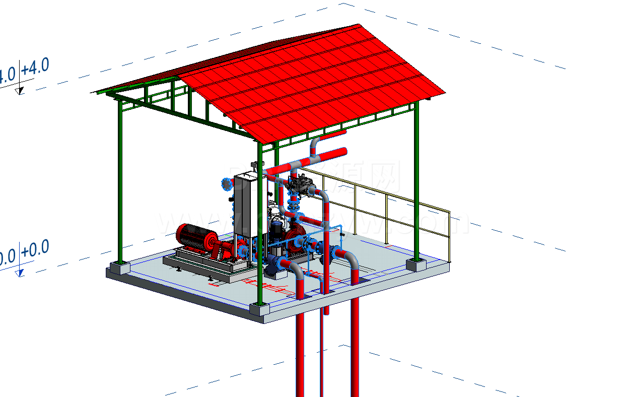 越南平阳的消防泵房revit模型bim模型下载