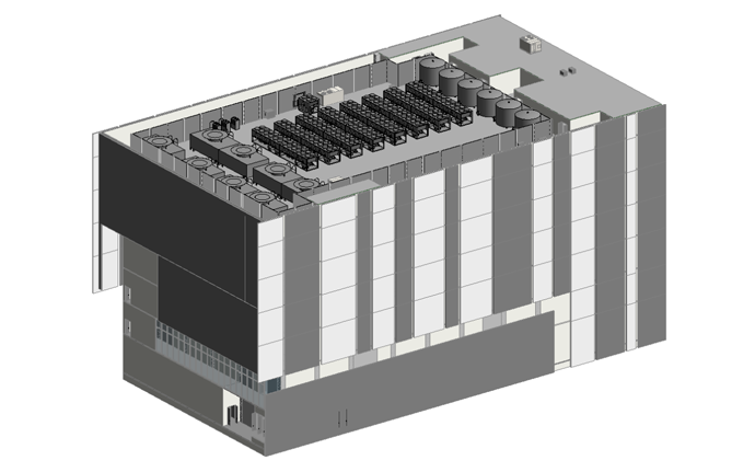 上证数据中心数据机房方案阶段BIM模型，多专业