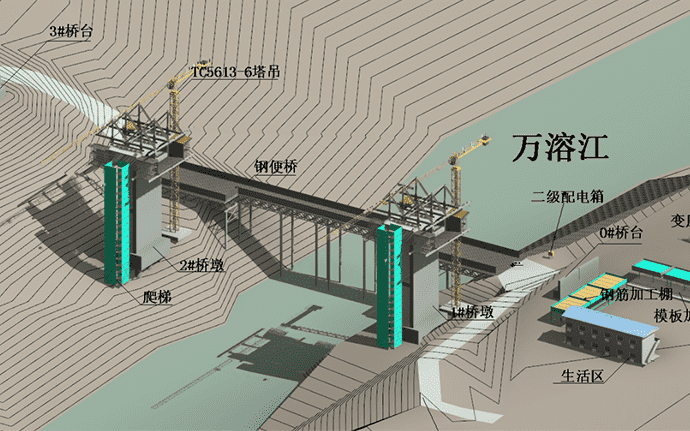 某桥梁工程Revit模型下载桥梁BIM模型下载，LOD400级别（含场地布置+桥梁主体+地形）