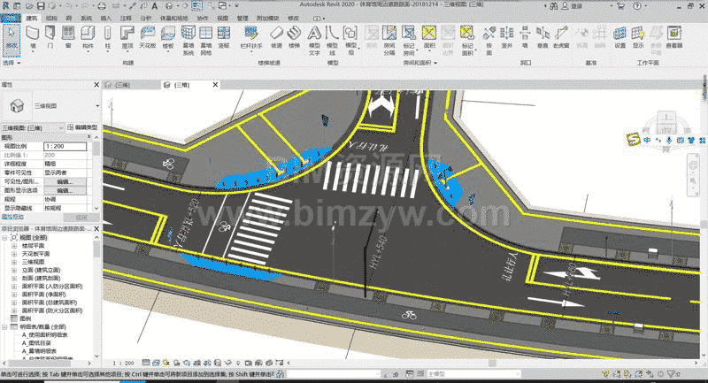 某市政道路全专业BIM模型Revit模型下载，超详细精度可达LOD400