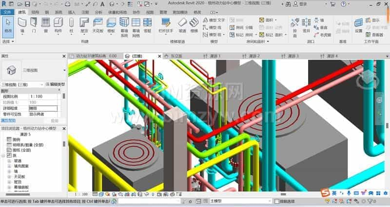 LOD300梧州动力站中心BIM模型Revit模型下载