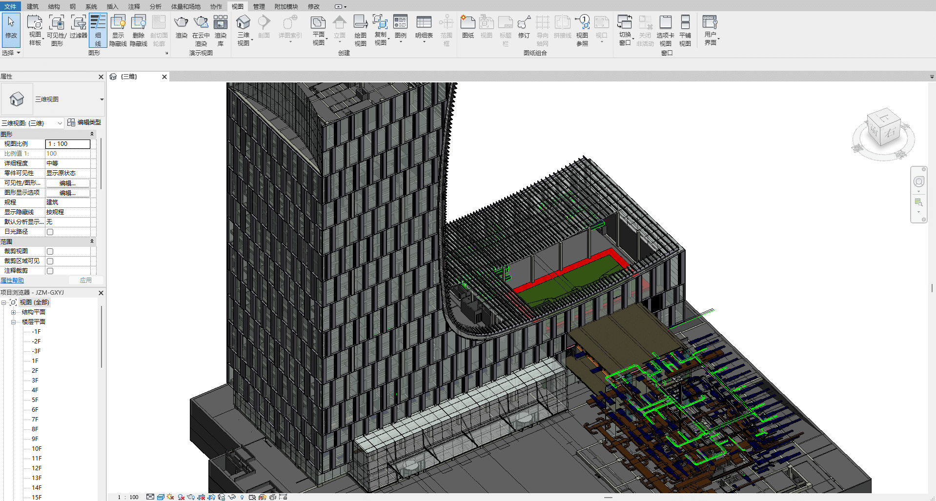 广西建工L300BIM全专业Revit模型（包含建筑+结构+幕墙+场地+设备+脚手架模型）